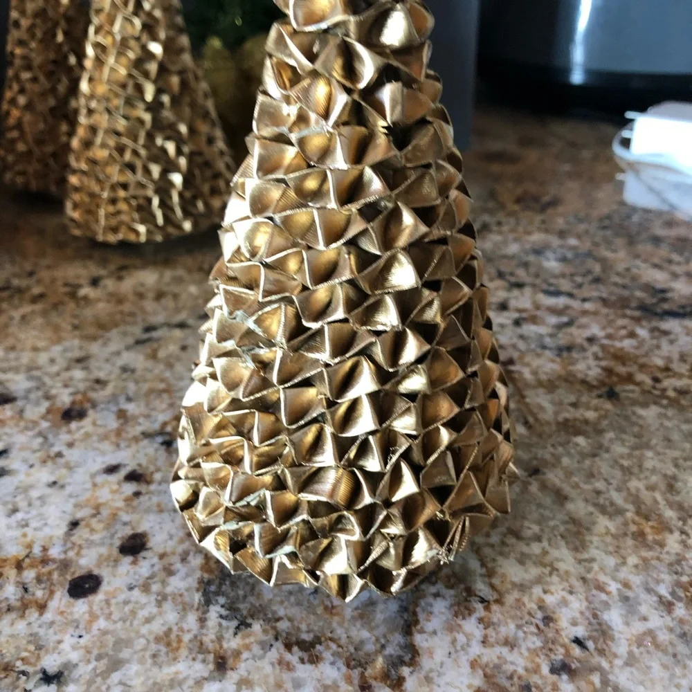 Crate& Barrel Christmas gold trees NWT and small evergreen tree
